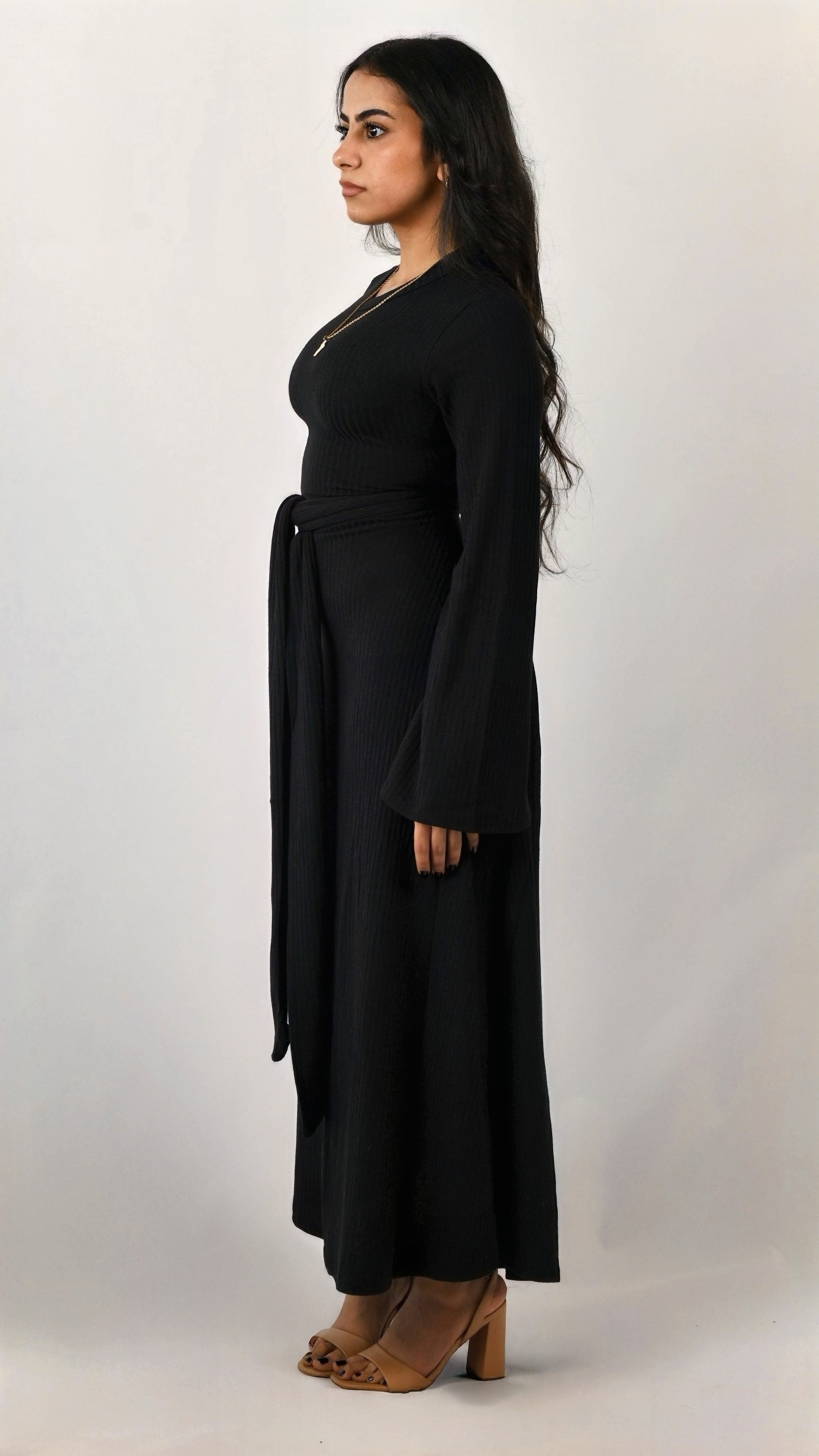 Amina Waist Tie Dress - Onyx