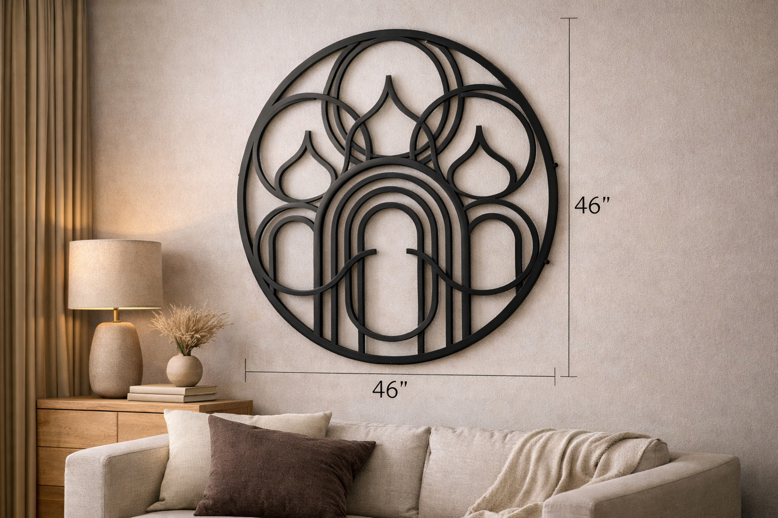 Abstract Mosque Black Metal Wall Art