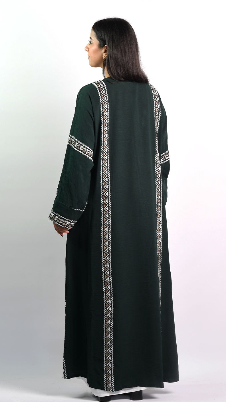 Aisha Open Abaya - Evergreen