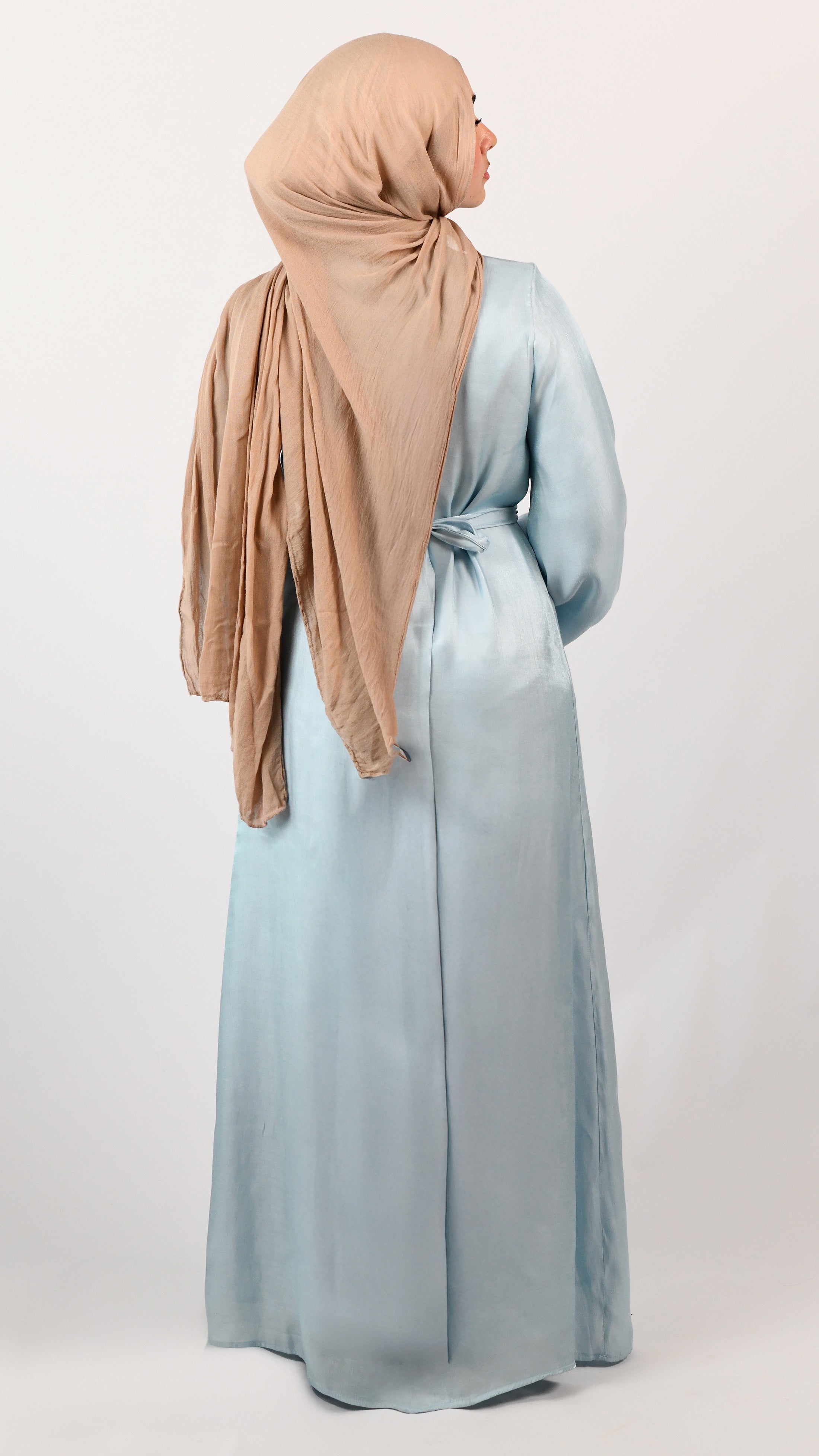Lena Tie Sleeve Dress - Shimmery Powder Blue