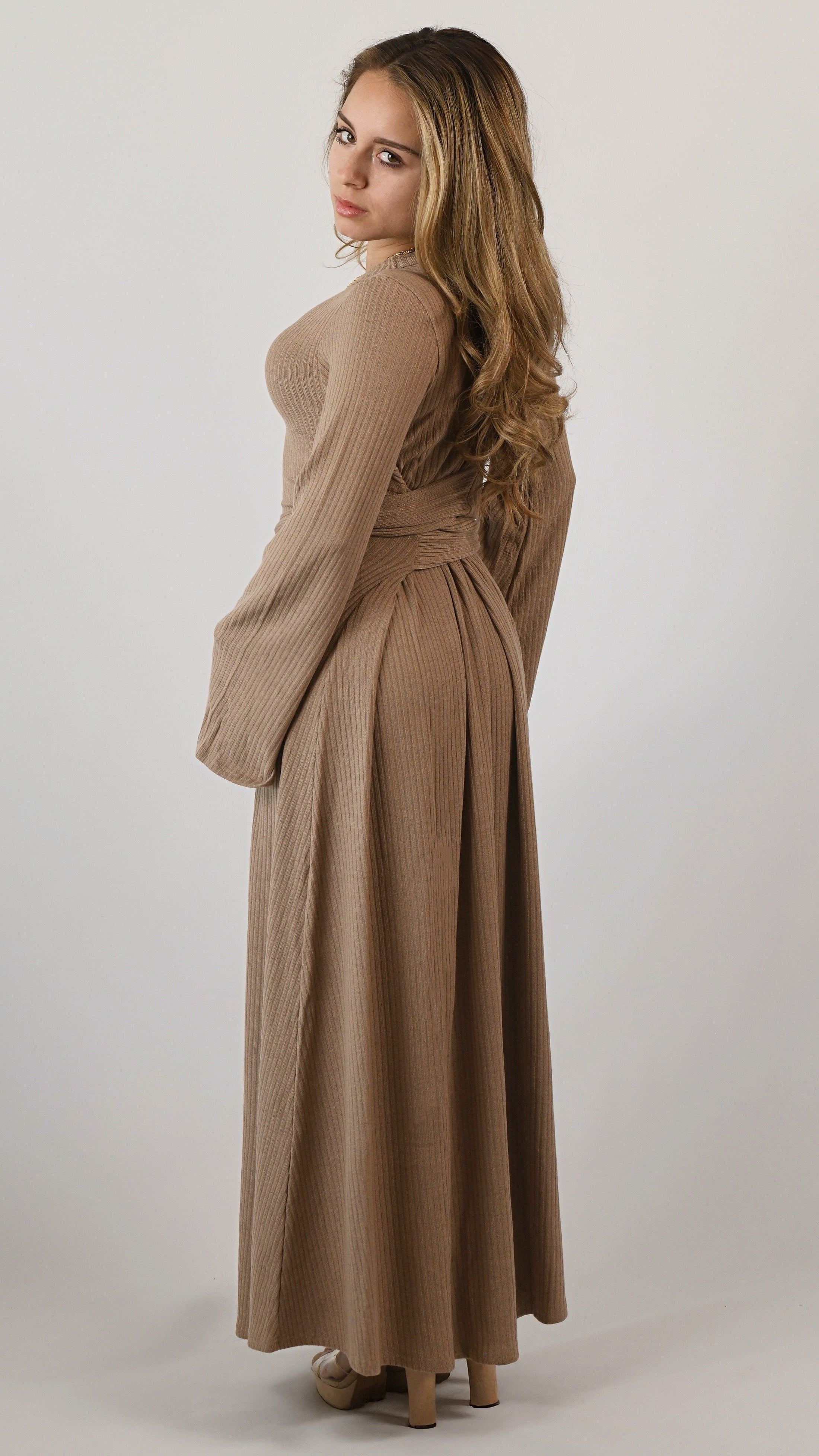 Amina Waist Tie Dress - Camel
