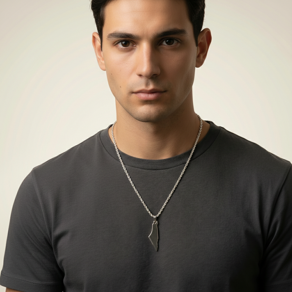 Arab Map Necklace - Silver