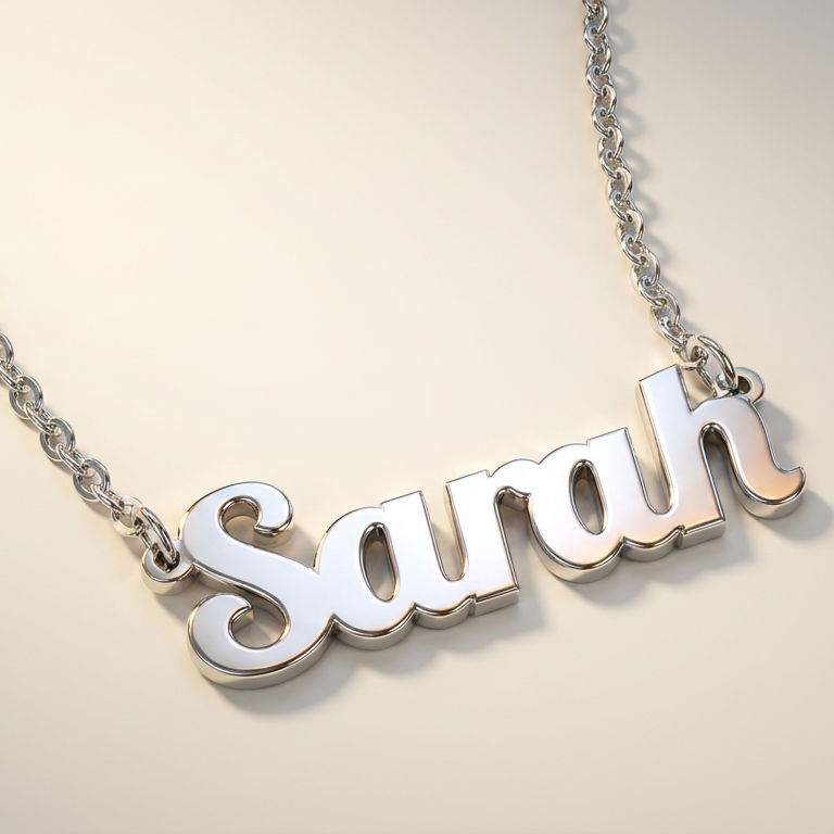 Silver 'Sarah' necklace on a light background