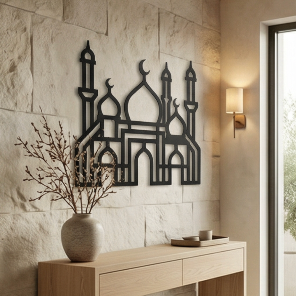 Grand Mosque Silhouette Islamic Metal Wall Art