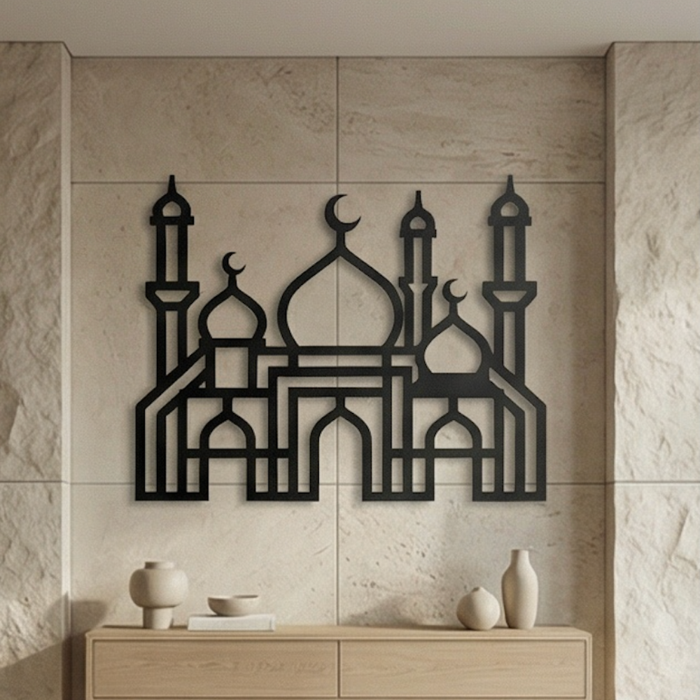 Grand Mosque Silhouette Islamic Metal Wall Art