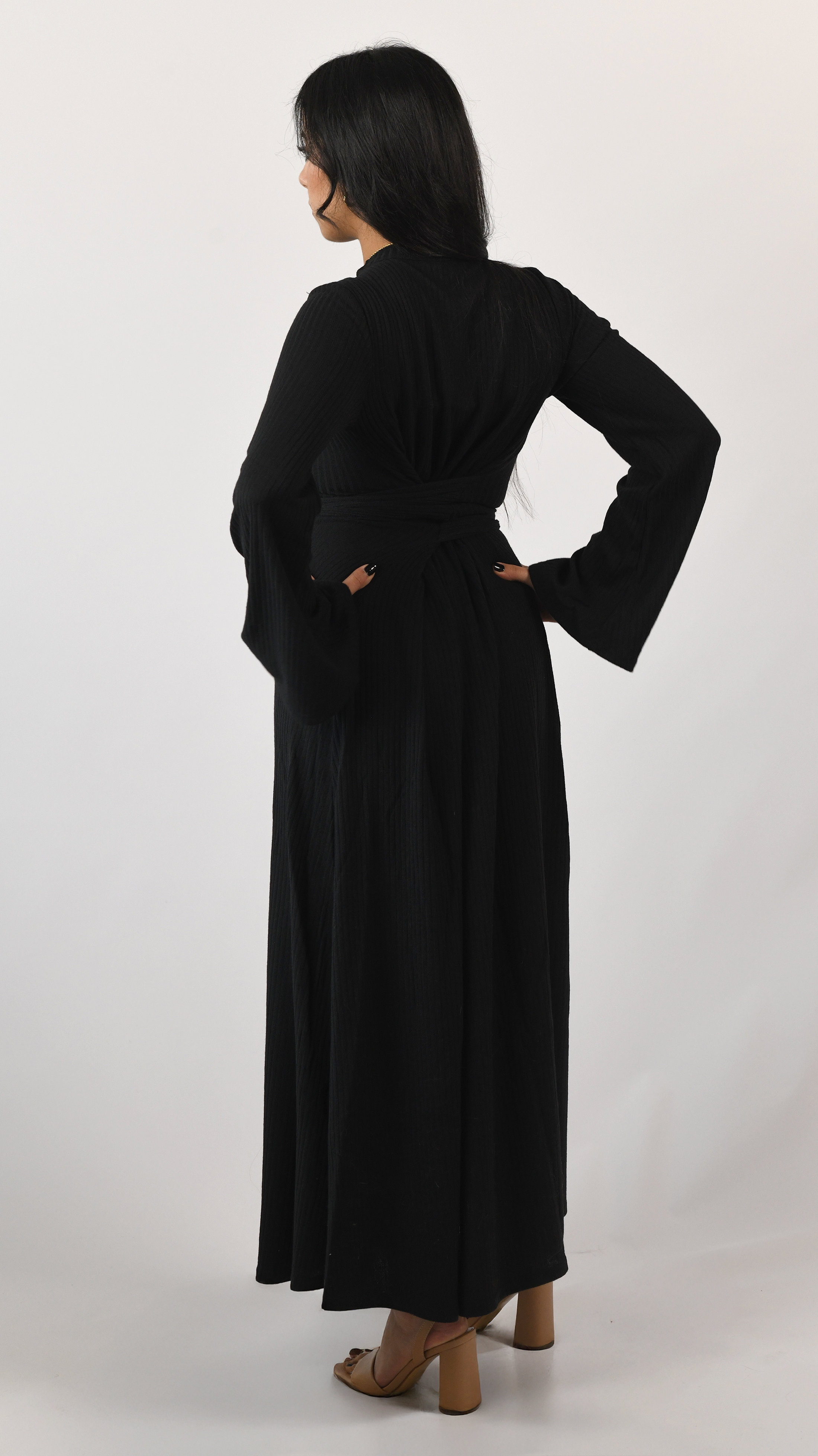 Amina Waist Tie Dress - Onyx
