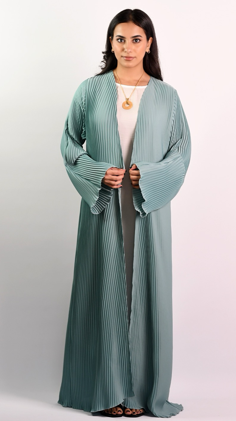 Aaliyah Open Abaya - Light Teal