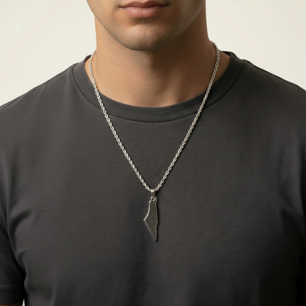 Arab Map Necklace - Silver