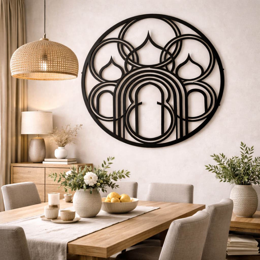 Abstract Mosque Black Metal Wall Art