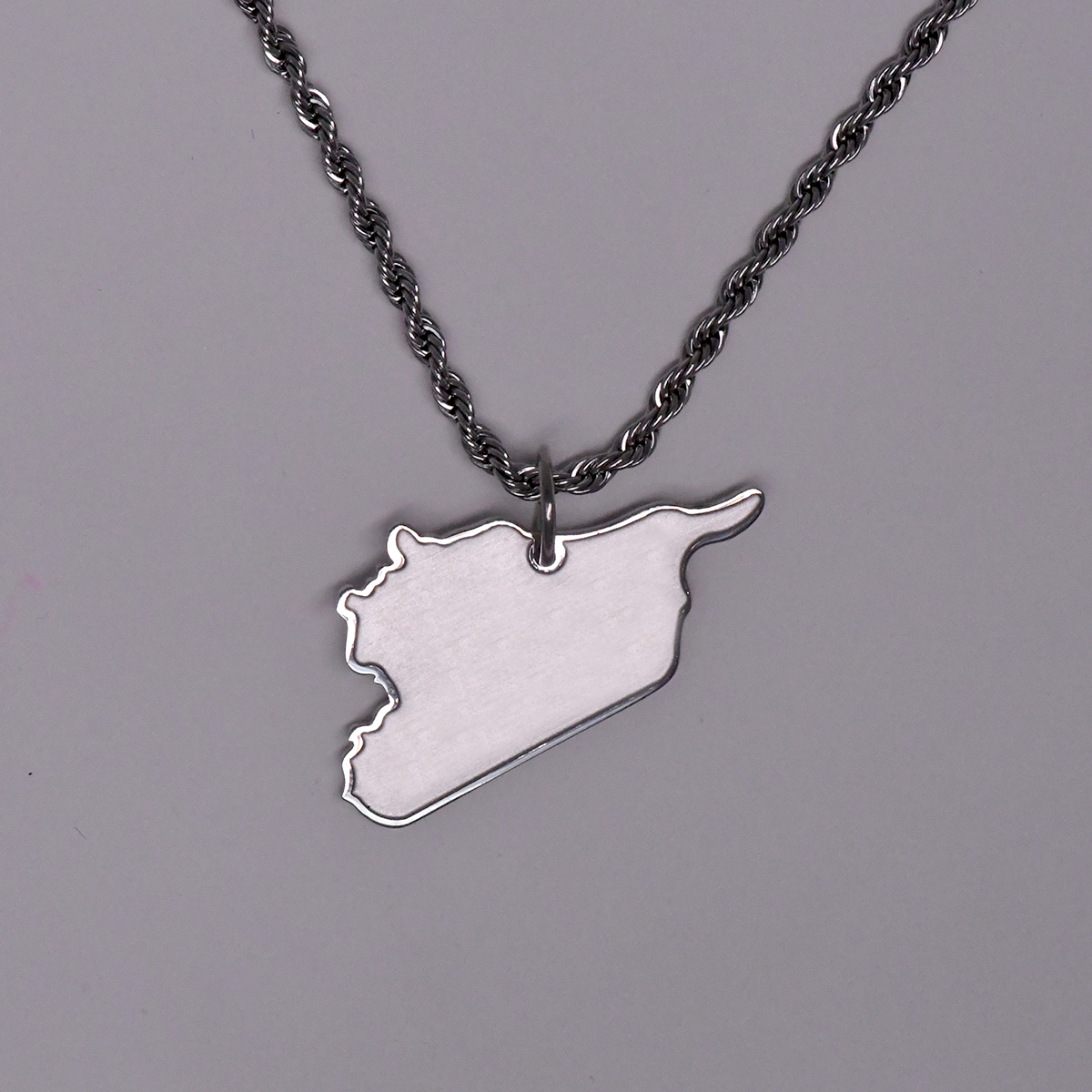 Syria Map Necklace - Silver