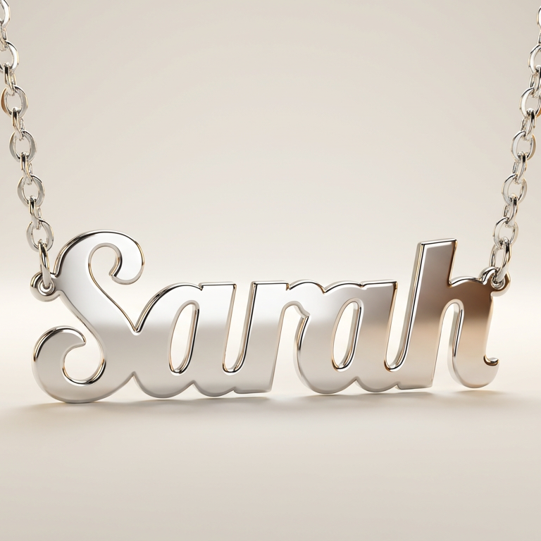 Silver 'Sarah' necklace on a light background