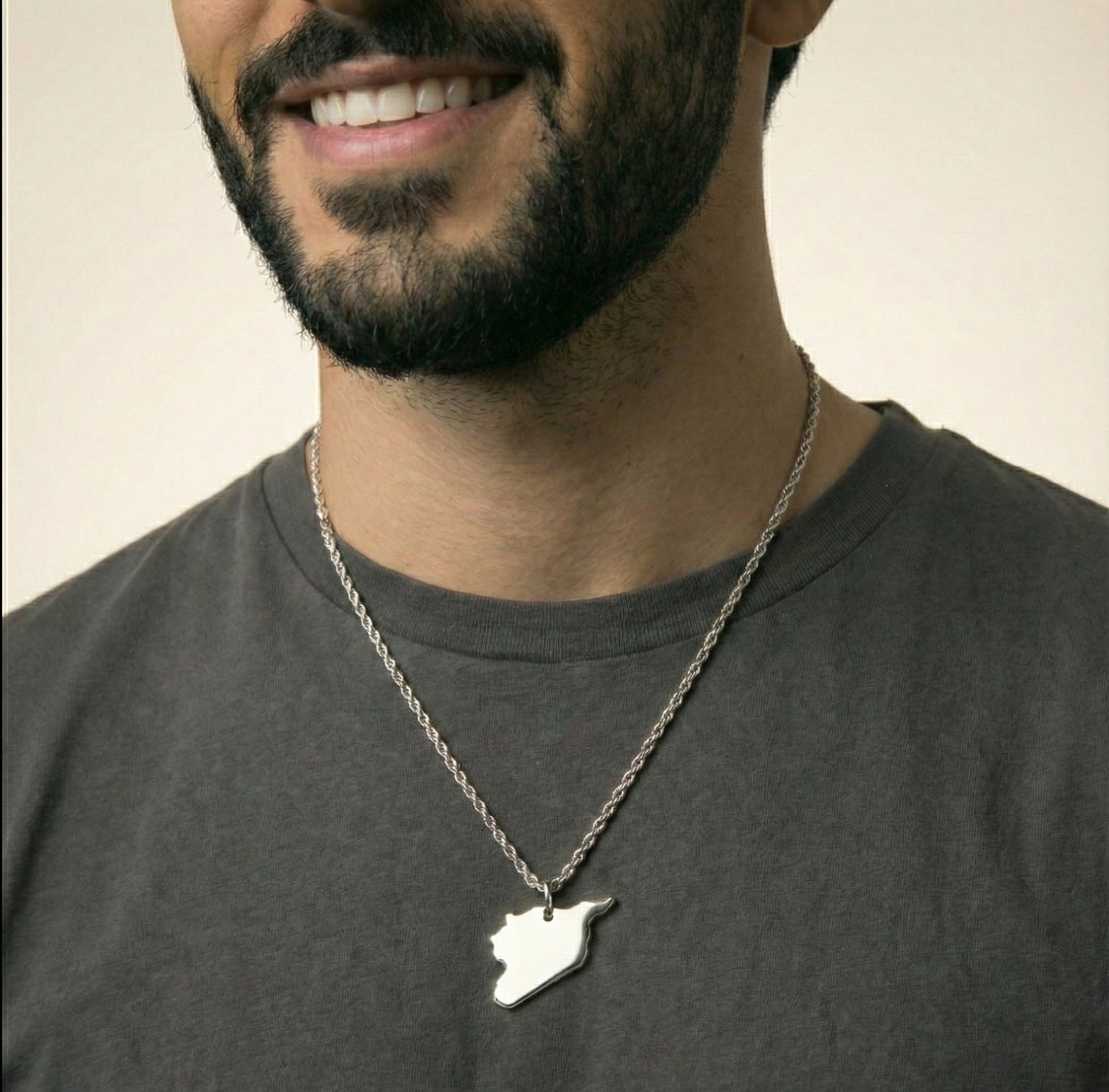 Syria Map Necklace - Silver